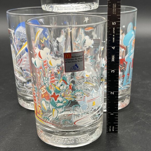 Vtg WALT DISNEY 25th Anniversary Glasses Set of 4 McDonald's Disneyana Tumblers - Picture 13 of 15